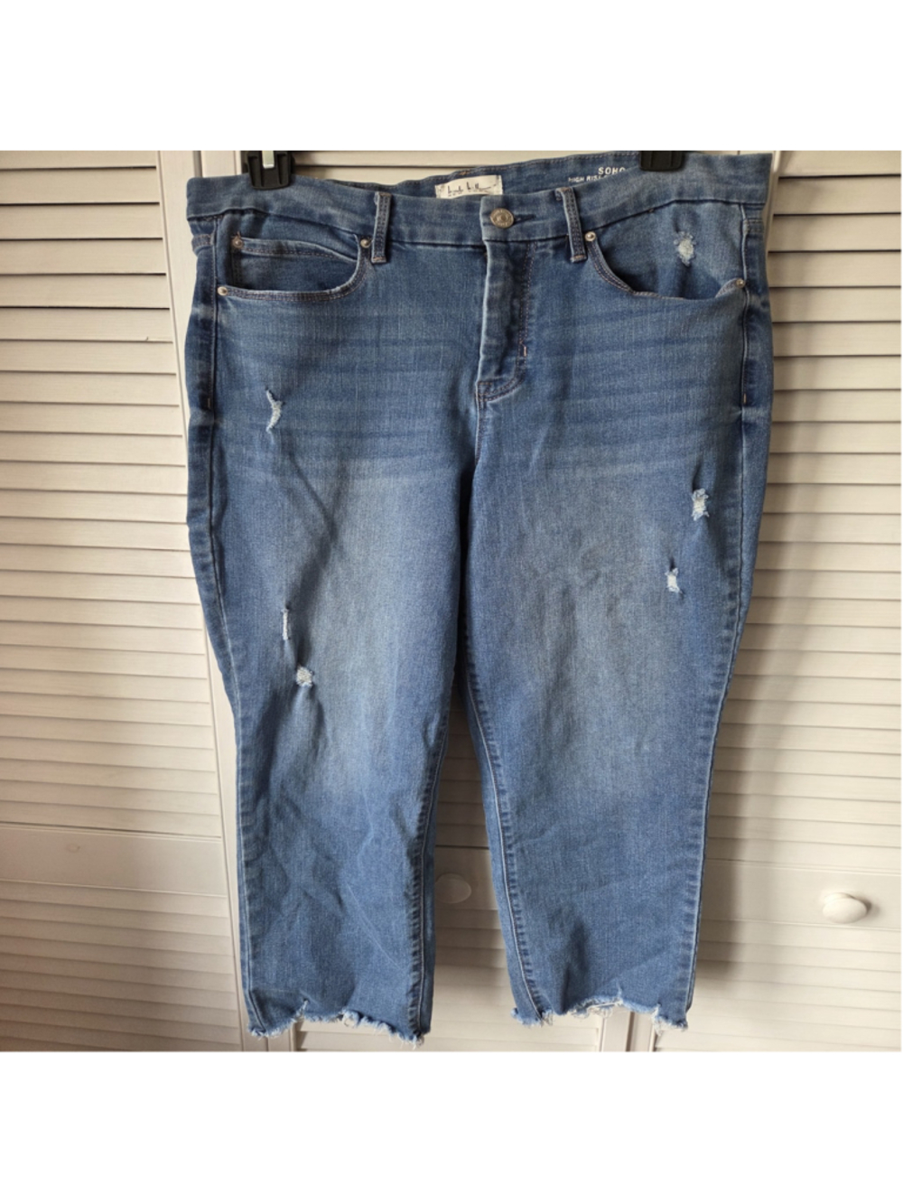 Women's Nicole Miller Blue Soho High Rise Slim Straight Cropped Jeans Size 10